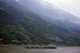China: Coal boat, early morning in the Qutang Gorge, smallest of the Three Gorges, Yangtze (Yangzi) River