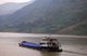 China: Barge, early morning in the Qutang Gorge, smallest of the Three Gorges, Yangtze (Yangzi) River
